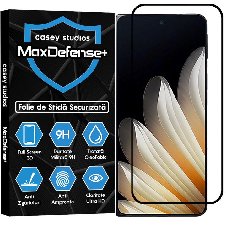 CASEY STUDIOS üvegfólia Oppo Find N5-höz, teljes ragasztóval, edzett üveg, katonai keménység, Ultra HD, professzionális 3D képernyővédelem, karcálló, ütésálló, fekete szélek