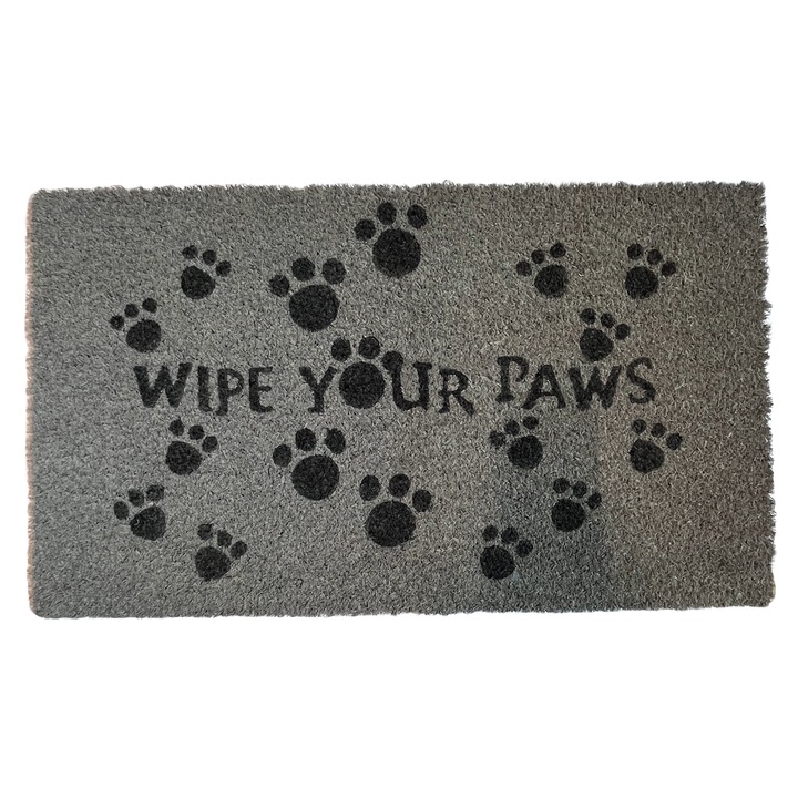 Bejárati szőnyeg, Lapy modell, természetes kókuszrostból, 35x60cm, vastagság 1,2cm, szürke/fekete