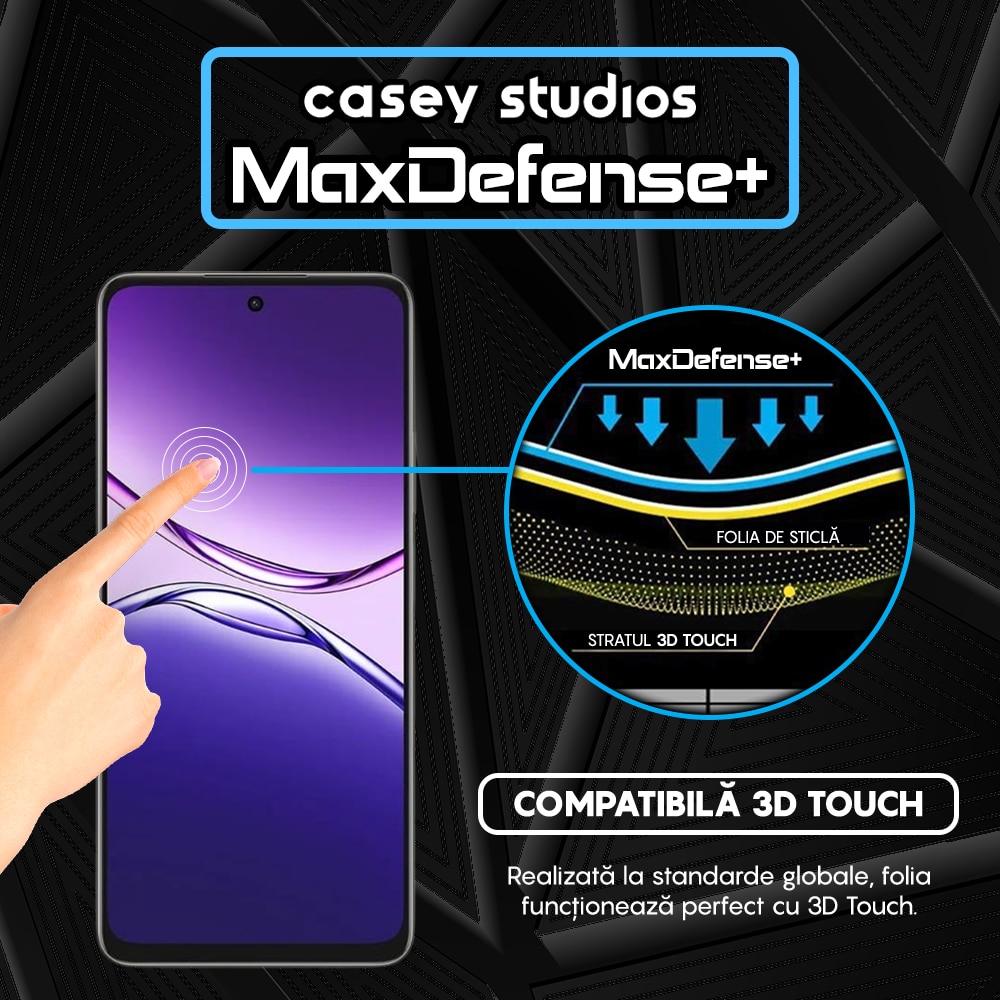 Folie Sticla CASEY STUDIOS compatibila cu Oppo A5 Pro, Full Glue, Sticla Securizata, Duritate Militara, Ultra HD, Protectie Profesionala Ecran 3D, Anti Zgarieturi, Anti Socuri, Margini negre