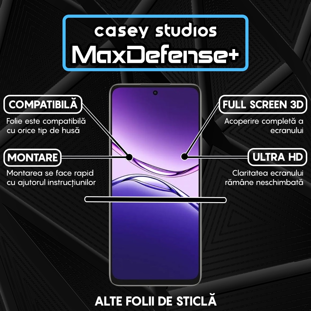 Folie Sticla CASEY STUDIOS compatibila cu Oppo A5 Pro, Full Glue, Sticla Securizata, Duritate Militara, Ultra HD, Protectie Profesionala Ecran 3D, Anti Zgarieturi, Anti Socuri, Margini negre
