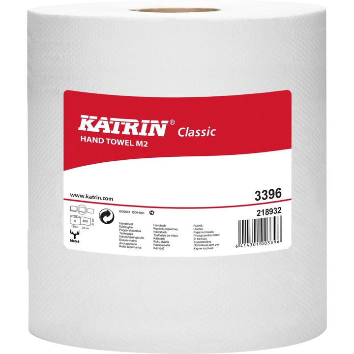 Prosoape de hartie Katrin M2, 600 foi, 2 straturi, alb, set de 6 bucati