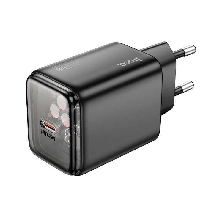 Incarcator Hoco N54 Monsoon USB-C 45W, negru, cu priza EU