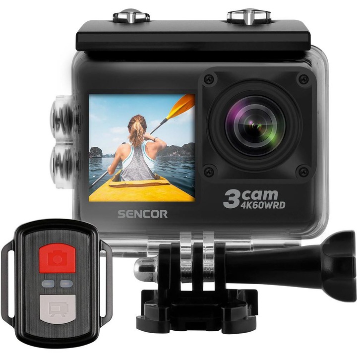 Camera de actiune Sencor 3CAM 4K60WRD, 5K, 30 fps, 170° unghi, 30m adancime, 750 mAh, set accesorii