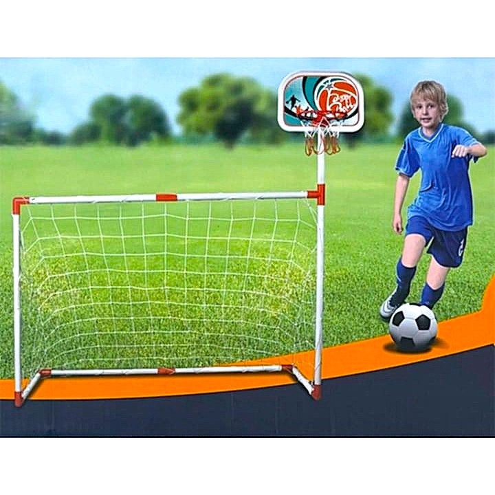 Poarta de Fotbal & Cos de Bachet, LIVEUP JUNIOR, 110x75x45 cm, Minge Fotbal & Baschet, Pompa, Ac, Tarusi