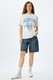 KOTON, Tricou cu imprimeu text, Alb murdar, Albastru, S