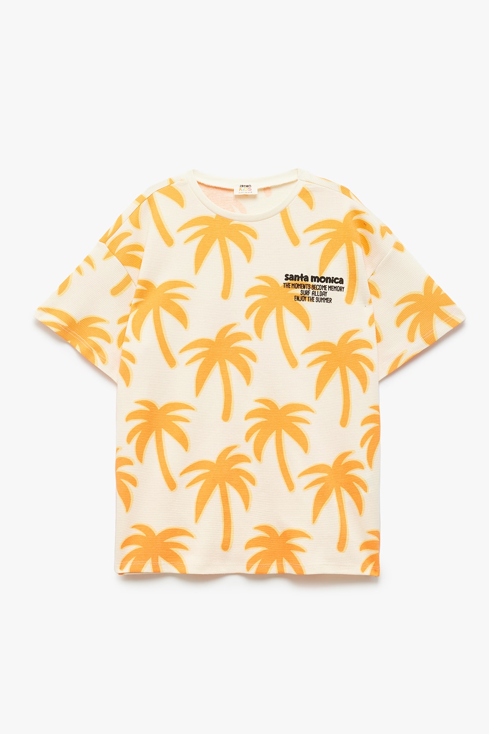 KOTON, Tricou cu imprimeu tropical, Portocaliu, Galben pal, 110-116 CM