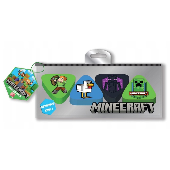 Комплект от 4 гумички Erik Minecraft, 5.5x6.5x2.1 см