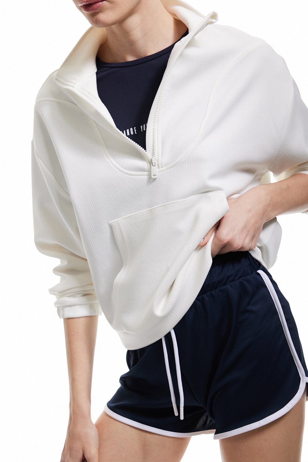 KOTON, Pantaloni scurti cu snur de ajustare si garnituri