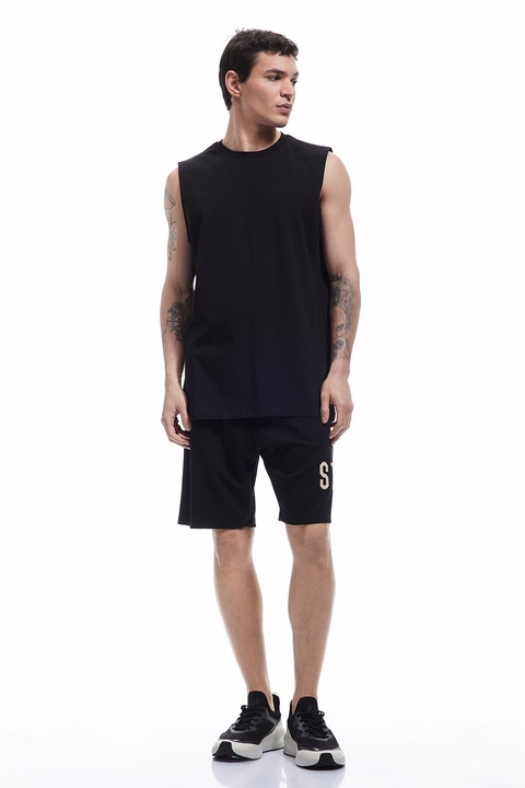 KOTON, Pantaloni scurti cu talie elastica, Negru