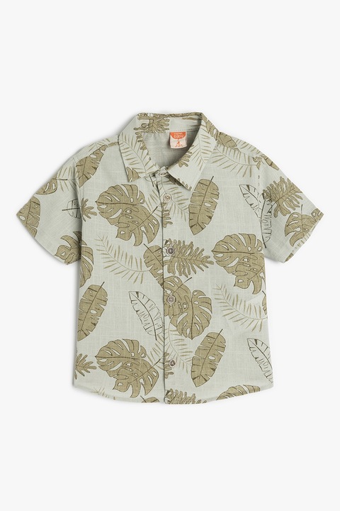 KOTON, Camasa din bumbac cu model cu frunze, Verde