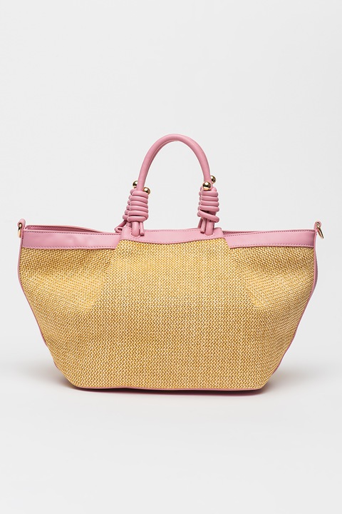 Francesca Rossi, Geanta shopper cu bareta detasabila, Galben pal, Roz