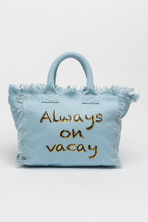 Francesca Rossi, Shopper fazonú feliratos táska, Pasztellkék