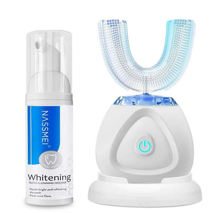 Periuta De Dinti Automata, Periuta De Dinti Cu Ultrasunete 360° Pentru Adulti, Periuta De Dinti Sonica, Periuta De Albire A Dintilor Cu Temporizator, Periuta De Dinti Electrica Cu Ultrasunete 360°, Incarcare Wireless