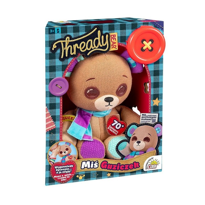 Cobi Thready Bear interaktív játék, 70 arckifejezés, többszínű, mérete 30x30cm