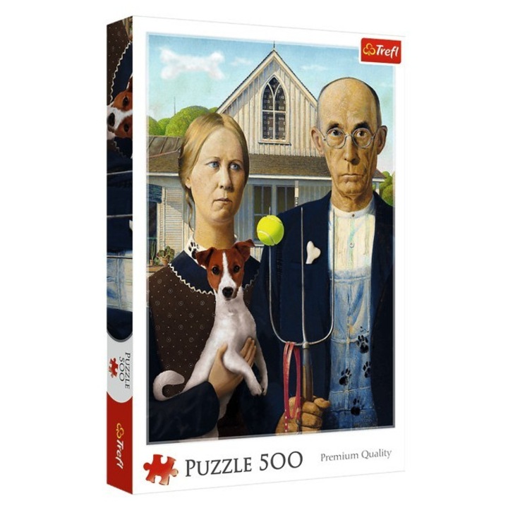 Пъзел Trefl American Gothic Dog Edition, 500 части, 480x340 мм