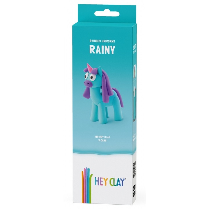 Pasta modelabila Hey Clay, set 3 pachete, unicorni, multicolor, 300g
