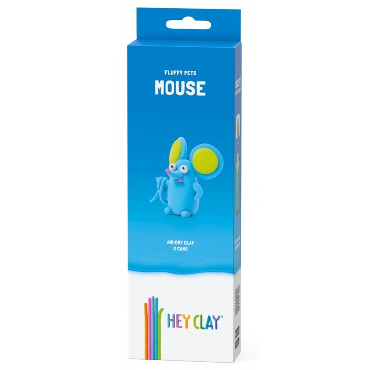 Masa modelabila Hey Clay, set figurine animale pufoase, multicolor, 500g