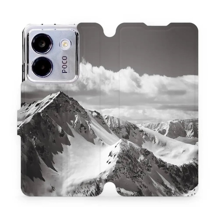 Husa flip Mobiwear pentru Xiaomi POCO M7 Pro 5G, rezistenta la socuri si zgarieturi, gri, eleganta