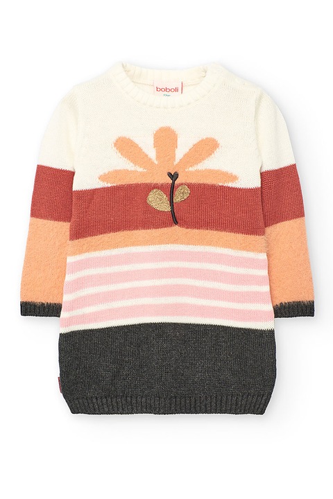 boboli, Colorblock dizájnú kötött ruha virágos részlettel, Többszínű