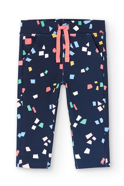 boboli, Húzózsinóros mintás nadrág zsebekkel, Zöld/Rózsaszín/Tengerészkék