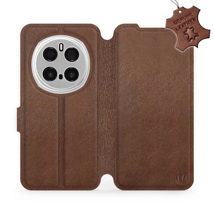 Калъф за Honor Magic7 Pro 5G, Естествена кожа, Кафяв