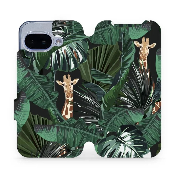 Husa flip Mobiwear pentru Google Pixel 9A, design cu animale, rezistenta la socuri si zgarieturi, multicolor