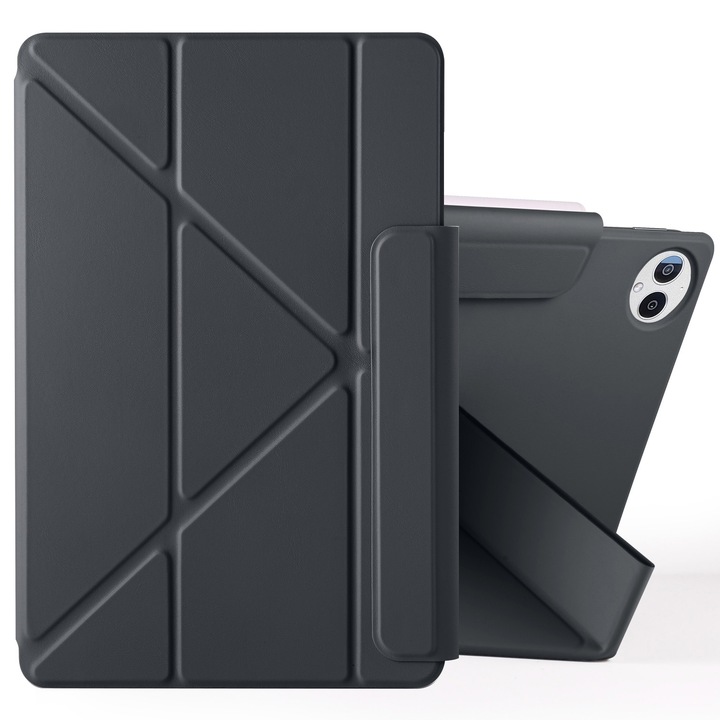 Husa tableta pentru Huawei MatePad Pro 12.2 2024, piele, fixare cu catarama, design magnetic, deformare, negru