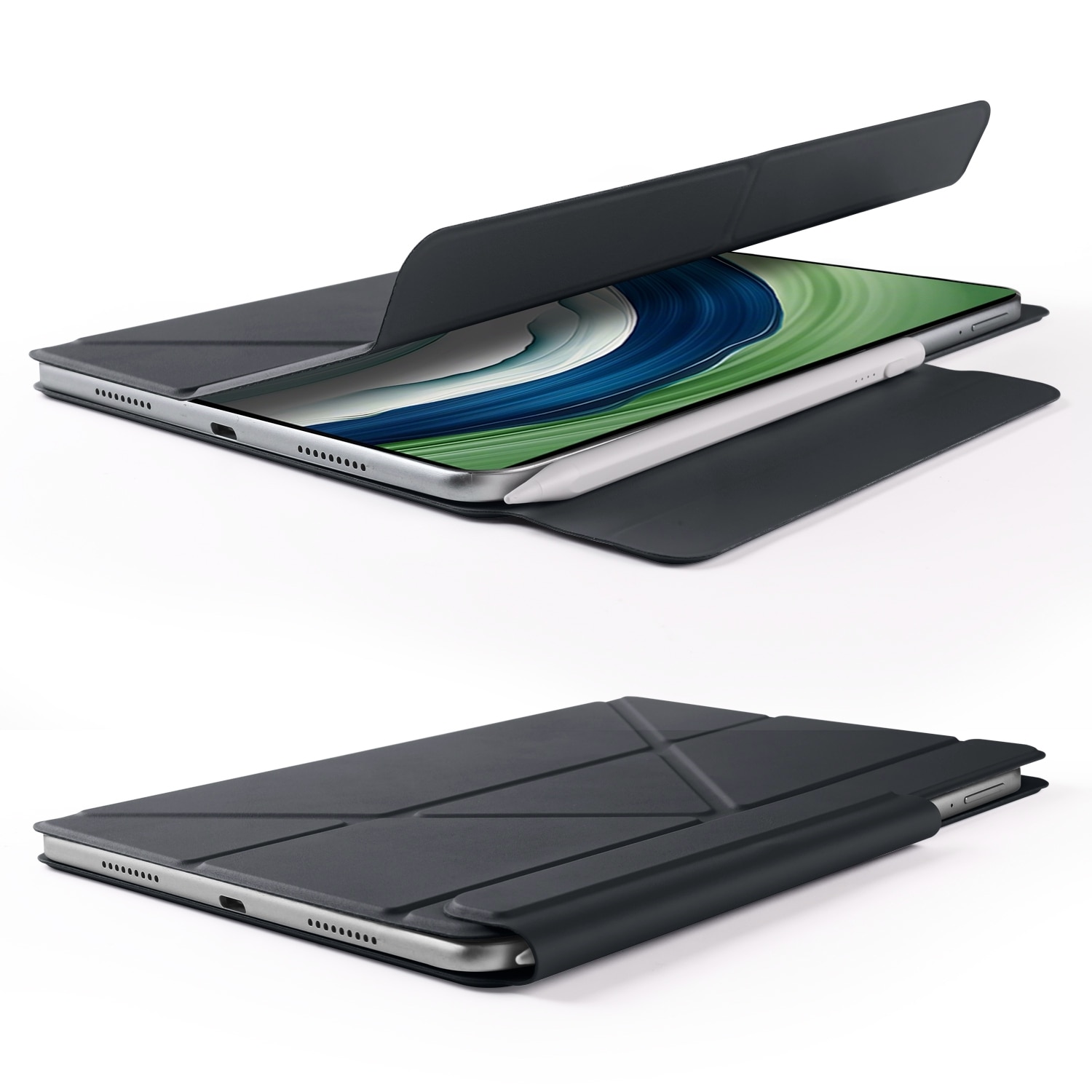 Husa tableta pentru Huawei MatePad Pro 12.2 2024, piele, fixare cu catarama, design magnetic, deformare, negru