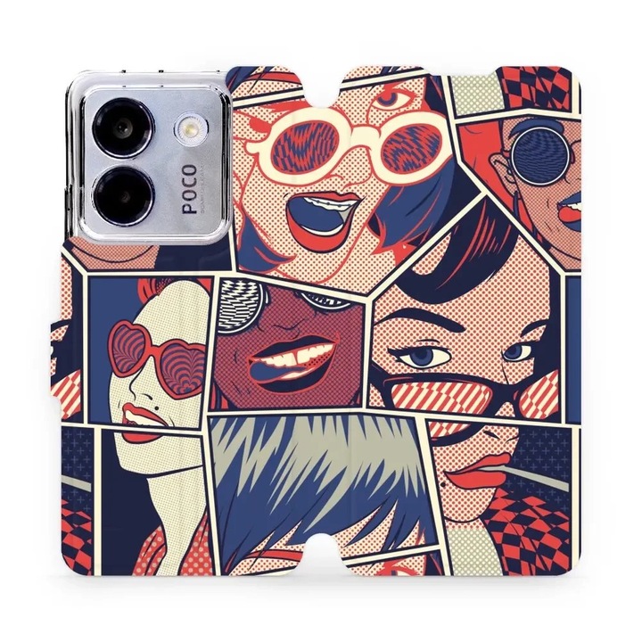 Husa flip Mobiwear pentru Xiaomi POCO M7 Pro 5G, multicolor, rezistenta la socuri si zgarieturi