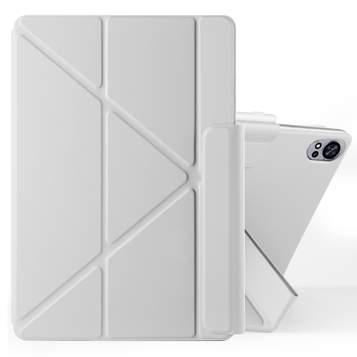 Husa tableta pentru Huawei MatePad Air 12 2024, piele, design cu fixare, deformabil, cu magnet, gri