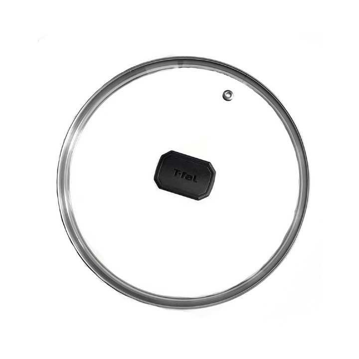 Tefal üvegfedő 24 cm, fekete fogantyú, rozsdamentes acél