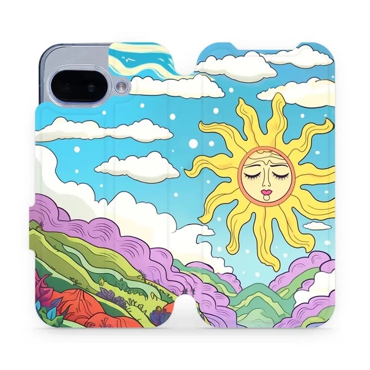 Husa flip Mobiwear pentru Google Pixel 9A, multicolor, rezistenta la socuri si zgarieturi