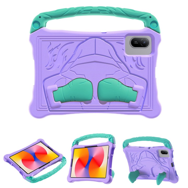 Huawei MatePad SE 11 2024 tablet tok, Boxing Kickstand sorozat, ütésálló EVA anyagból, vállpánttal, menta lila