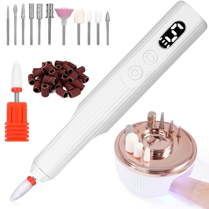 Masina De Unghii Fara Fir Cu Lampa Uv Pentru Unghii, Pila De Unghii Electrica 18000 Rpm, Profesionala Pentru Unghii Cu Gel Acrilic Si Pudra, Taietor Pentru Unghii Cu Gel, Masina De Unghii Profesionala, Set Electric Pentru Manichiura Si Pedichiura