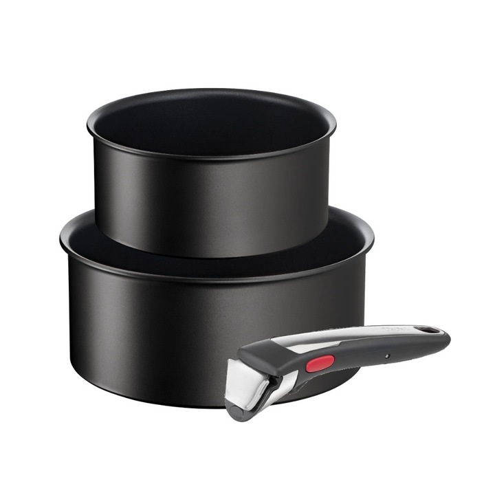 Комплект от 2 тенджери Tefal, титаниеви, черни