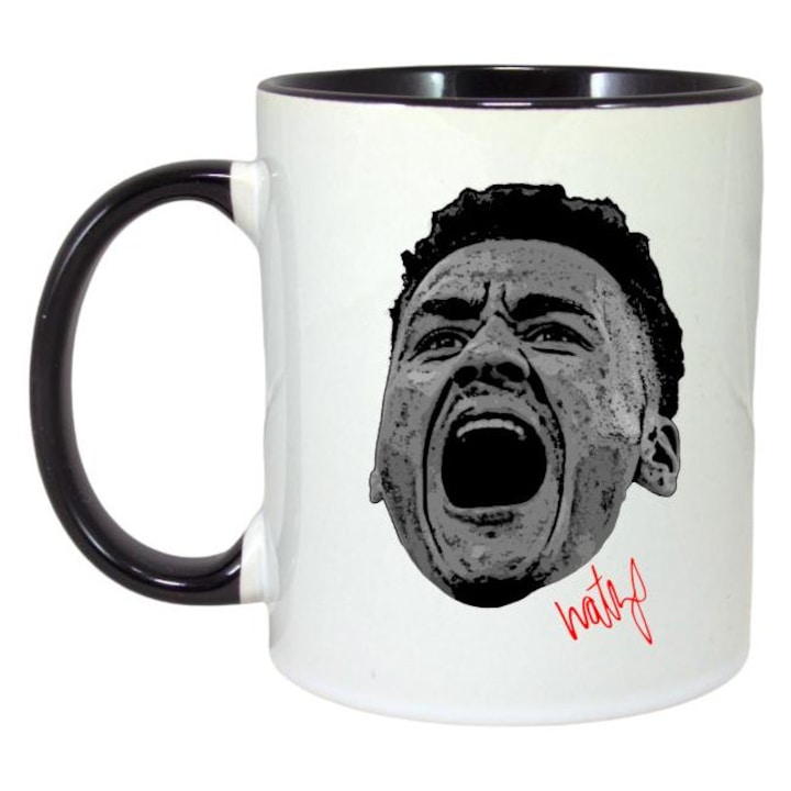 Cana cu fotbalistul Ollie Watkins Aston Villa, Cri-Flo, Ceramica, 330ml. Maner si interior Negru
