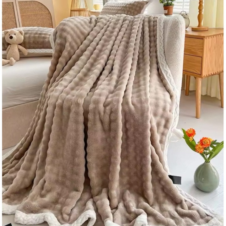 Patură Cocolino, Dungi, 2 persoane, 200x230cm, Bej