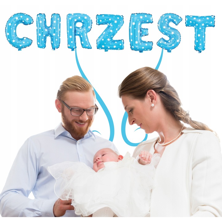 7 db-os kék fólia lufi szett "CHRISTMAS" felirattal, 30 cm