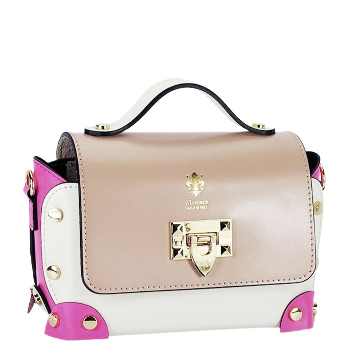 Geanta din piele naturala 1616 131, Multicolor, 15x21x10