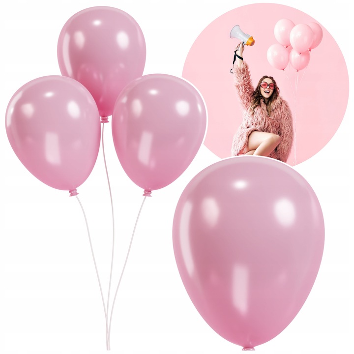Комплект от 100 розови балона, doUp, за партита, латекс, 25см