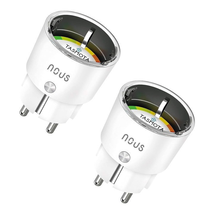 Контакт Tasmota Nous A1T, Най-малкият умен Wifi контакт Esp8266, 16A мини Wifi контакти с консумация на енергия, електромер, таймер, съвместим с Alexa, Google Home Assistant, Domoticz, Mqtt, 2.4G