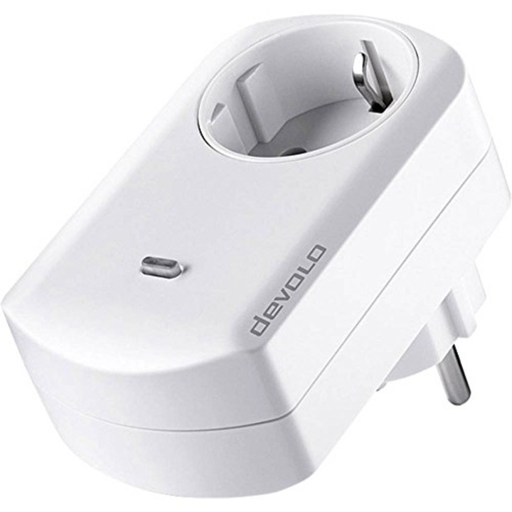 Devolo Home Control Превключващ контакт/метър (Превключващ се контакт с функция за интелигентен измервателен уред, Z-Wave домашна автоматизация, домашен контрол чрез приложение за Ios/Android, задвижващ механизъм за интелигентен дом) Бял