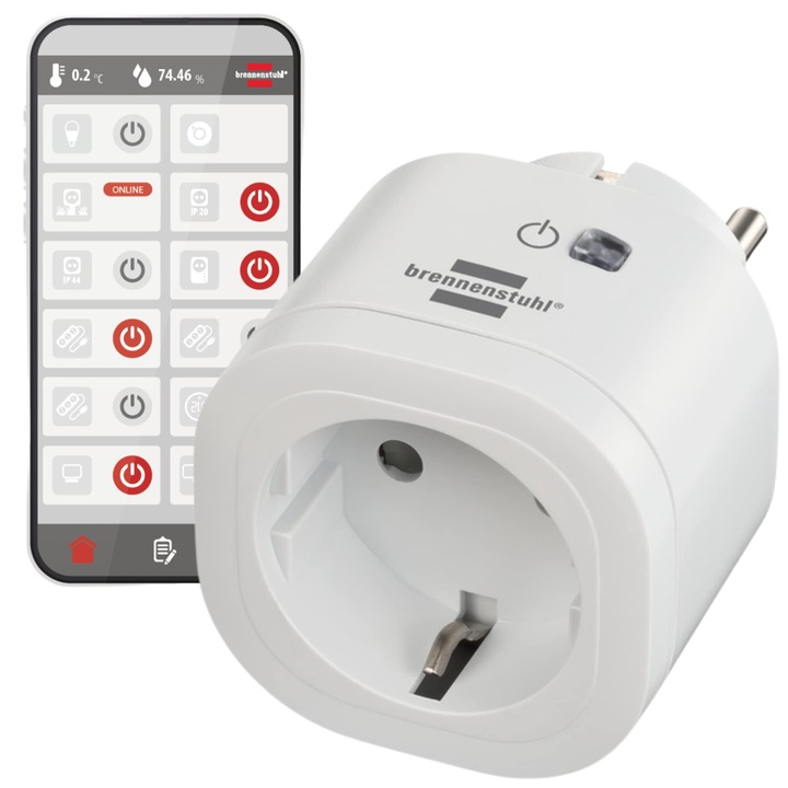 Brennenstuhl Connect Wa 3000 Xs01 Wlan контакт (2.4 Ghz Wifi контакт, съвместим с Alexa и Google Assistant, не е необходим Hub, интелигентен контакт с таймер, безплатно приложение)