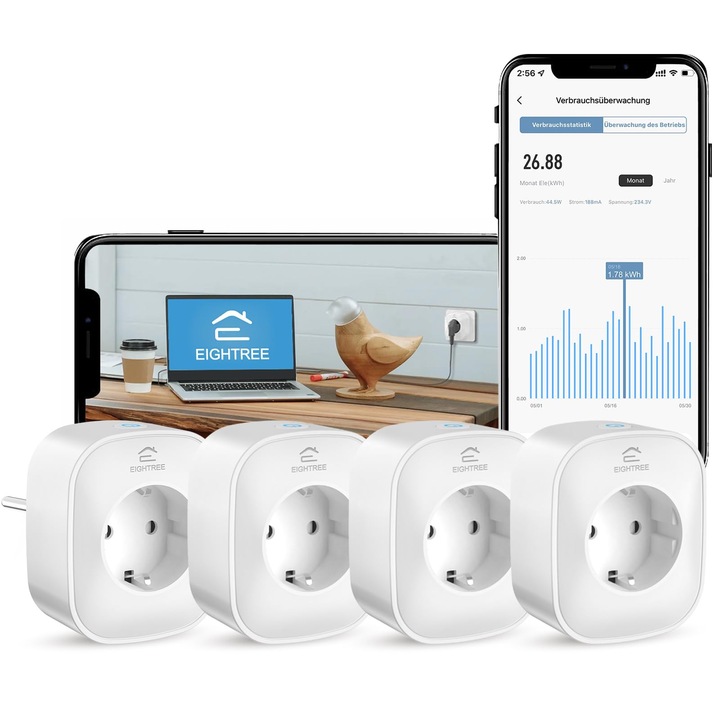 Умен Wifi контакт с електромер, Alexa контакт, Wifi контакт за умен дом, аксесоар за Alexa, програмиране, дистанционен достъп, работи с Alexa, Google Home, Smartthings, само 2.4G Wifi, 16A
