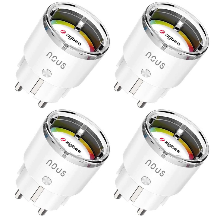 Nous A1Z Zigbee Socket, Умен контакт с измерване на консумацията на енергия, Умен контакт с измерване на консумацията, Съвместим с аксесоари на Alexa, Устройства за умен дом, Google Home, Smart Life, 2Mqtt, 16A