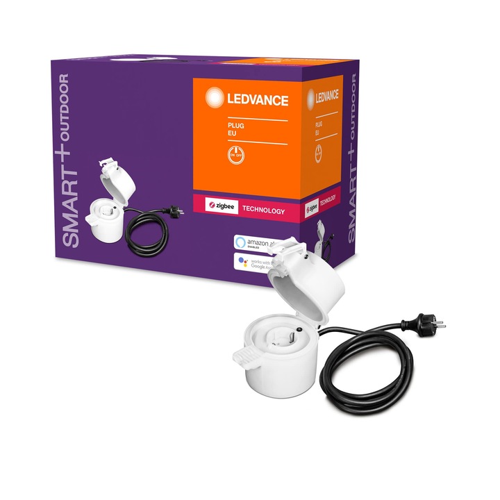 Ledvance Smart+ външен контакт, Zigbee превключвател, за интелигентно управление на осветлението в дома, директно съвместим с Echo Plus и Echo Show (2-ро поколение)