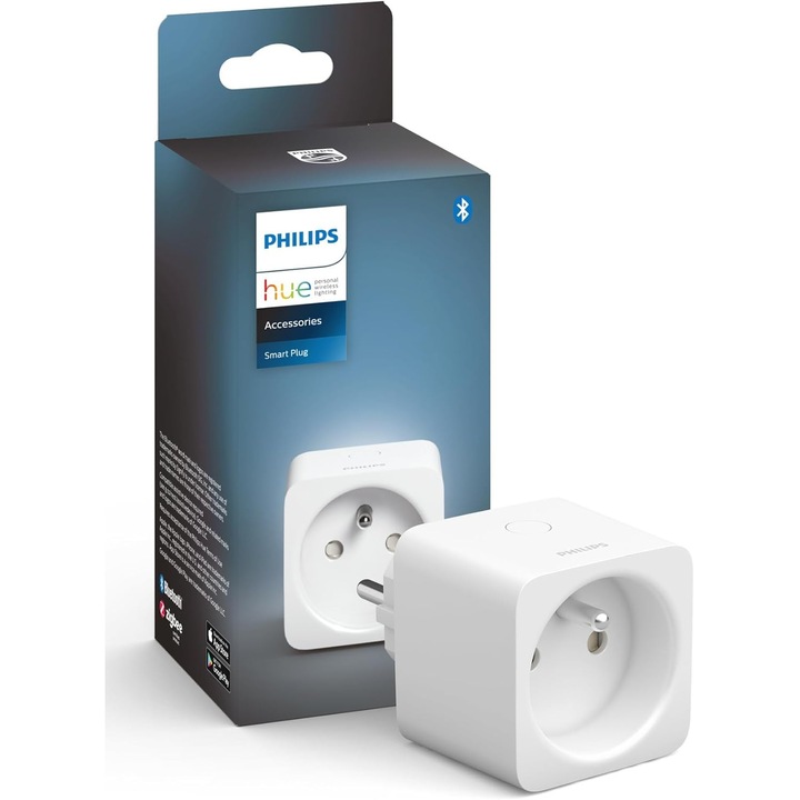 Умен контакт Philips Hue - Белгия - Добавете всяка лампа към вашата Hue система - Компактен умен контакт - Свържете се чрез Bluetooth към Hue Bridge - Работи с Alexa и Google Home