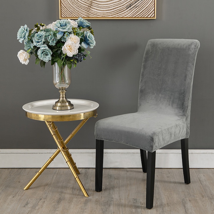 Калъф за стол, Универсален, Висока еластичност, Полиестер, Сив