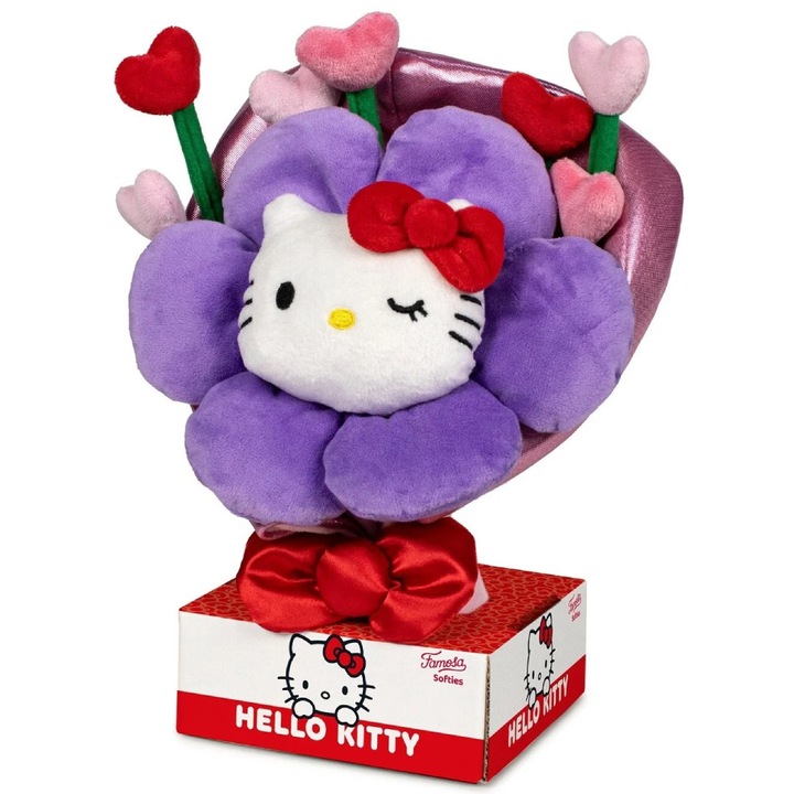 Jucarie de plus colectibil Hello Kitty, Giochi Preziosi, buchet de pluș, multicolor, 28 cm