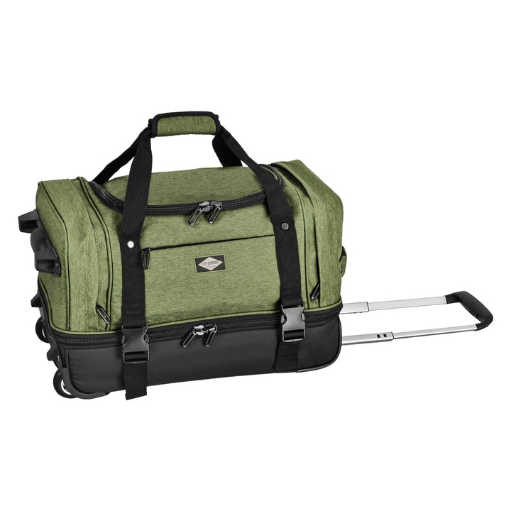 Gurulós Utazótáska, Lee Cooper, LC41670, 2 rekeszes, 600D poliészter, 50 cm, khaki